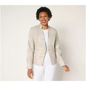 Attitudes by Renee Printed Faux Leather Blazer Buttercream Medium A707020